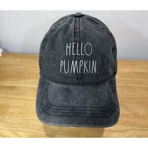 Hello Pumpkin Slideback Hat Gray One Size Adjustable Embroidered Rae Dunn